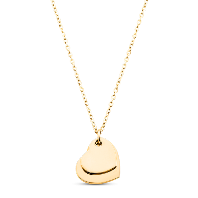 Gepersonaliseerde Dubbele Hartjes Ketting - Gold - 62