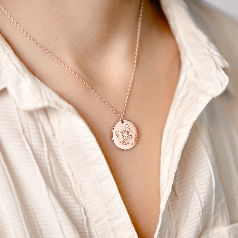 Gepersonaliseerde Foto-naar-Tekening Ketting - Rosegold - 61