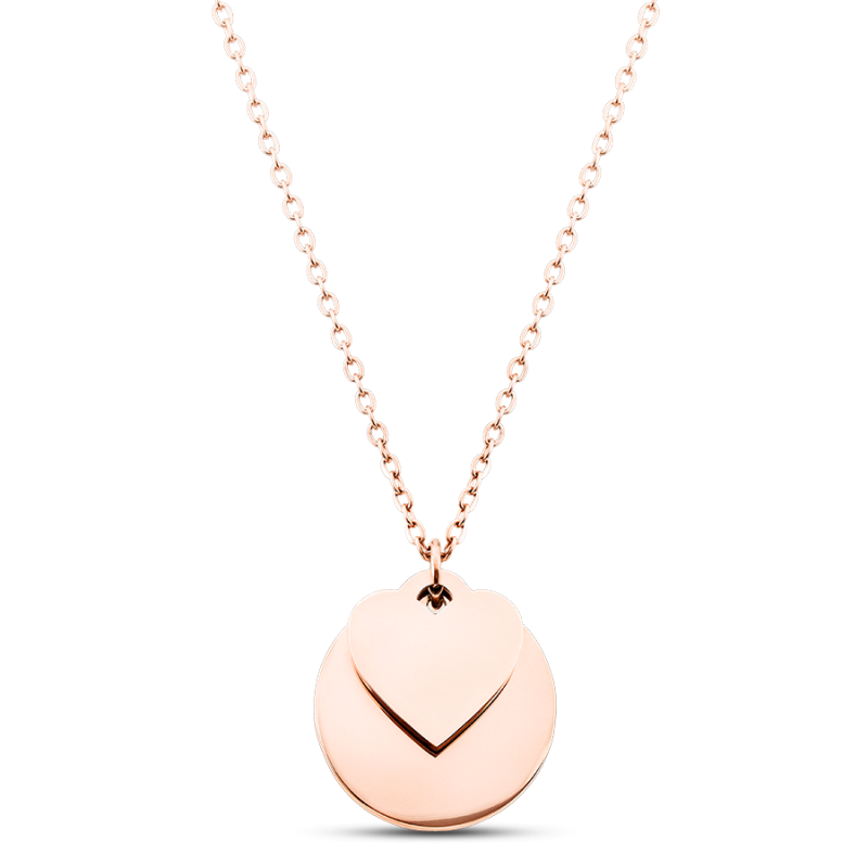 Gepersonaliseerde Cirkel en Hart Ketting - Rosegold - 61