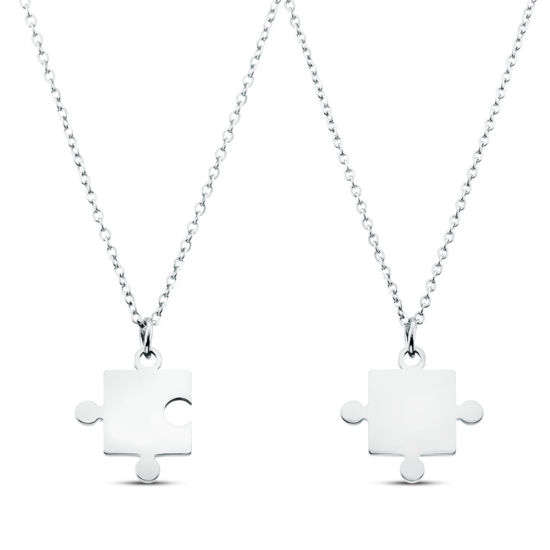 Gepersonaliseerde Puzzel Ketting - Silver - 60